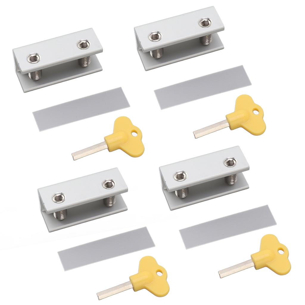 4PCS Window Locks Silver Window Stopper Aluminium Simple Installation Protective Pad Window