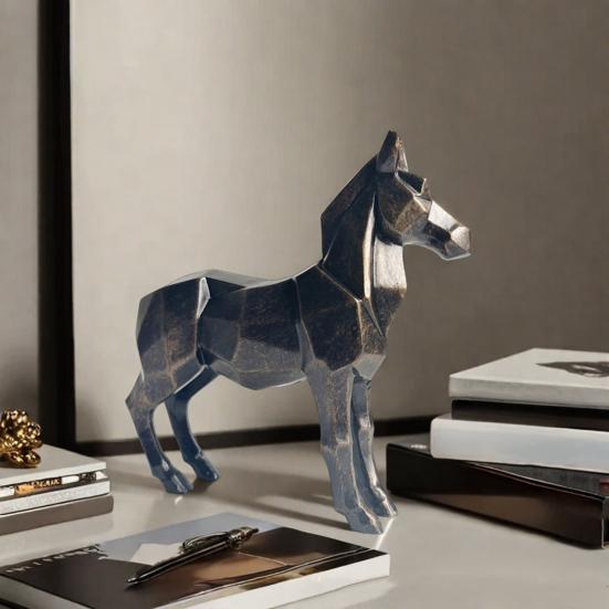 Abstract Carving Horse Figurine Modern Statue Animal Sculpture Home Office Artistic Horse Resin Desktop Decoration
