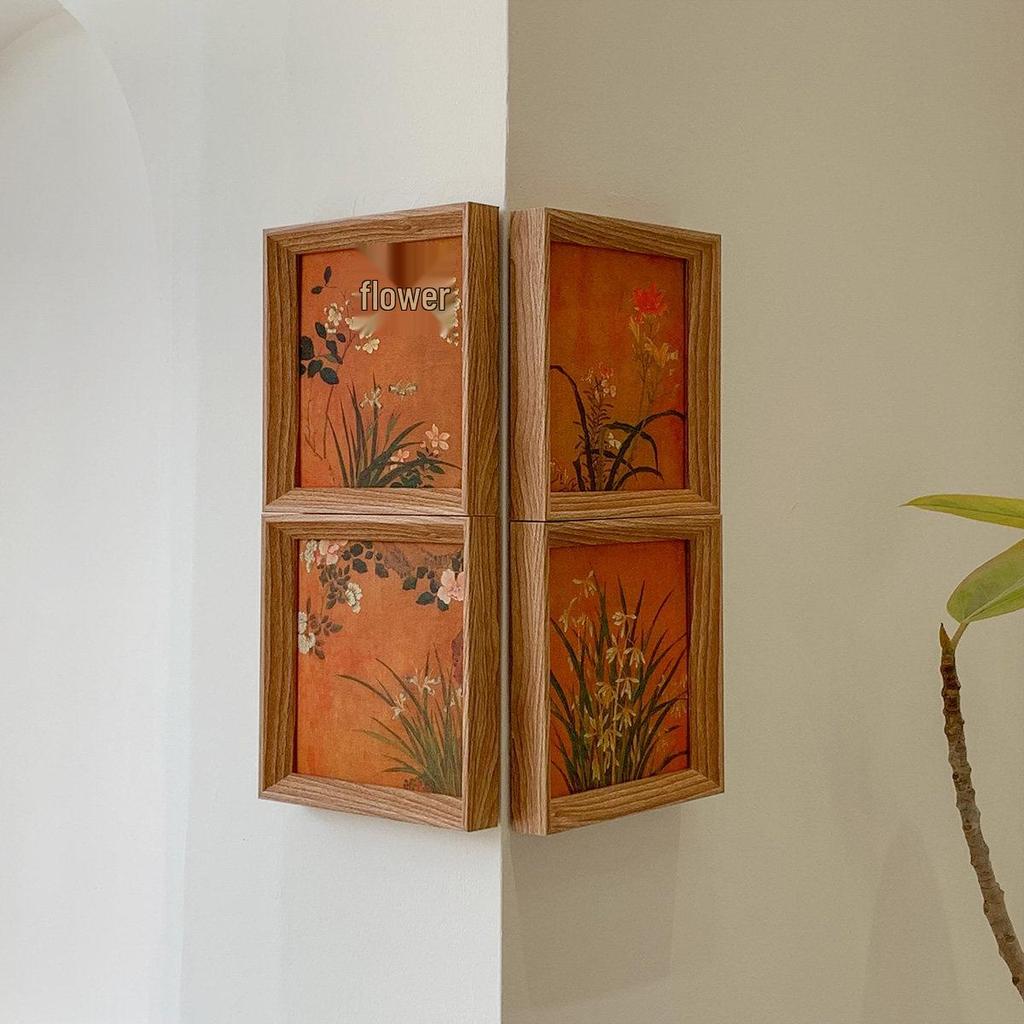 Vintage Retro Floral Greenery Oil Painting - Square Chinese Decor for Living Room and Study Walls