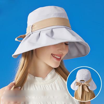 Bow Fisherman Hat Women Summer Brim Sun Hat UV Protection Bucket Hat Beach Sunshade Sunscreen Hat
