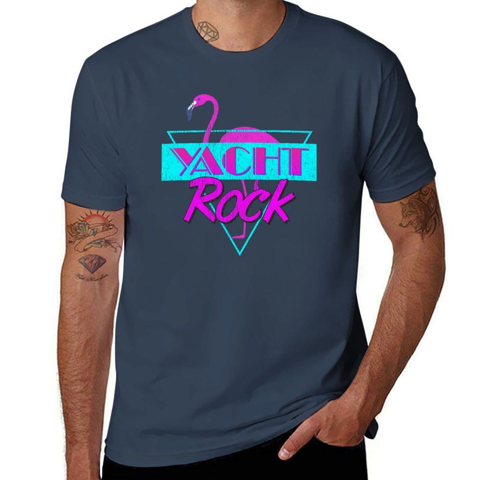 Ретро футболка с фламинго в стиле Yacht Rock хлопковая футболка 100% футболки дизайнерская мужская футболка хлопковая футболка S