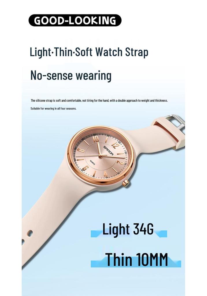 Sanda Lichtgevend Kwarts Horloge voor Studenten: Waterdicht, Eenvoudig Ontwerp voor Meisjes van de Brugklas & Middelbare School