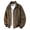 Men's leather jacket autumn and winter loose version tie-dye leather jacket stand-up collar retro American casual men's jacket