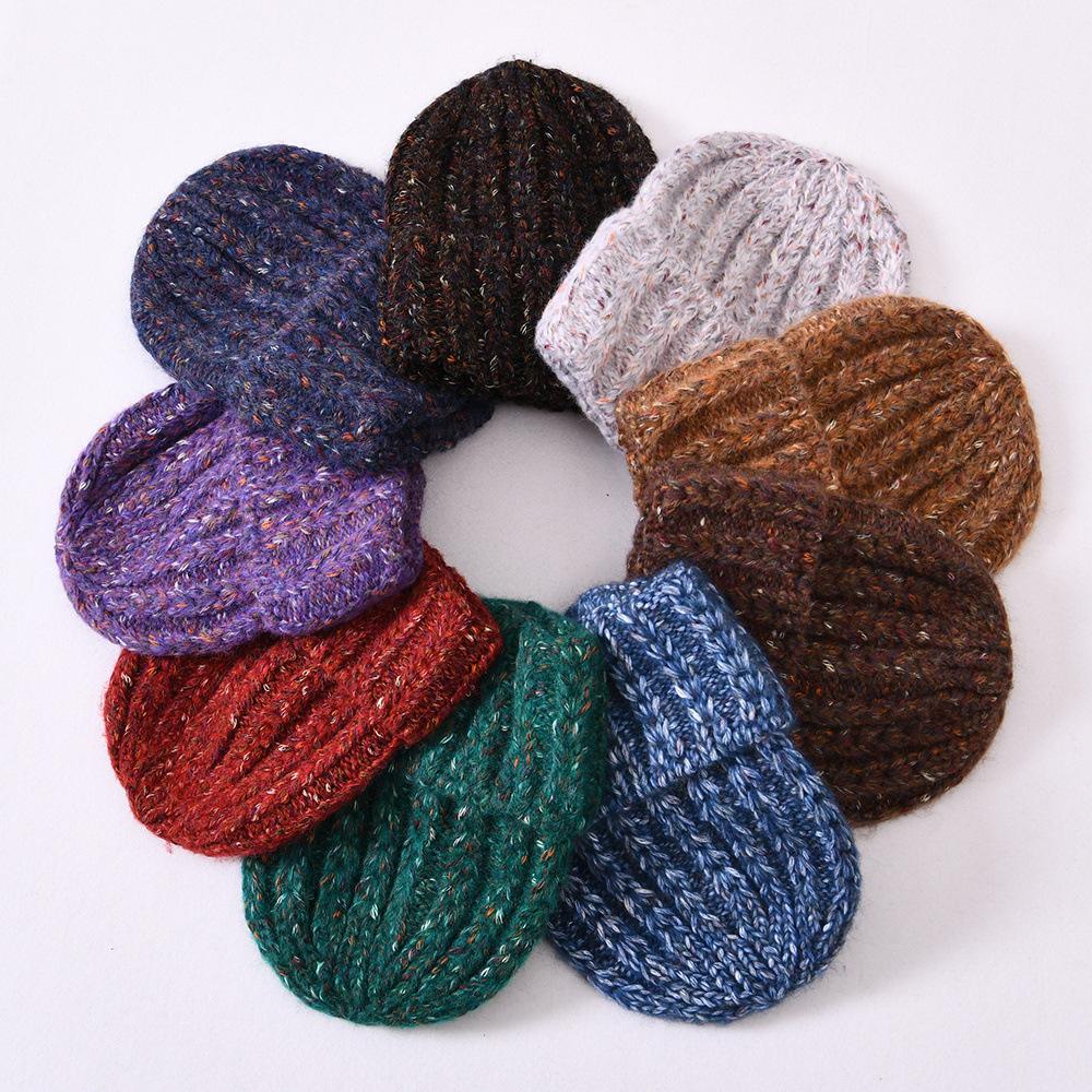 Men's and Women's Knitted Hats, Wool Mixed-color Striped Hats, Autumn and Winter Soft Waxy Wool Hats, Outdoor Warm and Windproof Sources