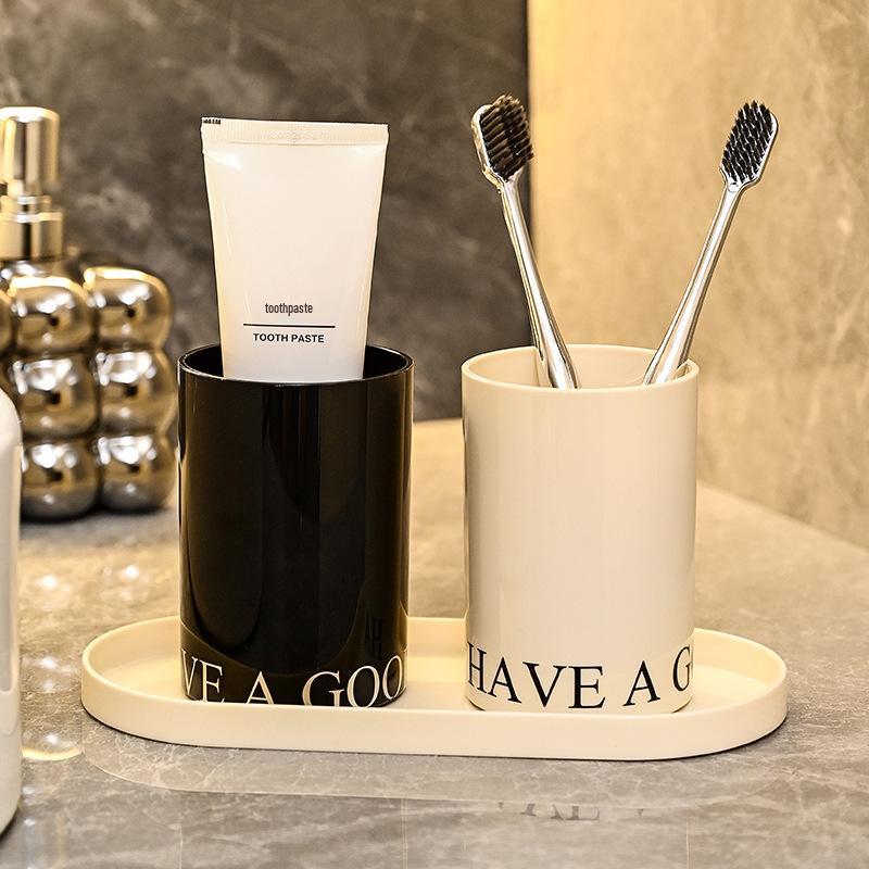 Luxury Plastic Mouthwash & Toothbrush Holder Cup - Round Design for Children & Couples