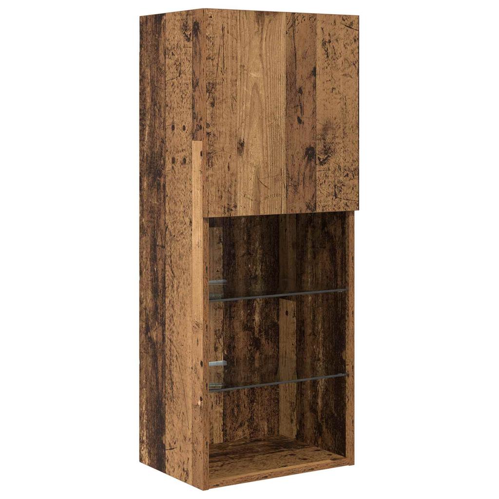 Wall Mounted TV Units with LED Light Strips 6 pcs Reclaimed Wood Effect Particleboard