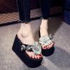 Shanjiao 2025 Women's 11cm High Heel Beach Vacation Flip Flops Sandals
