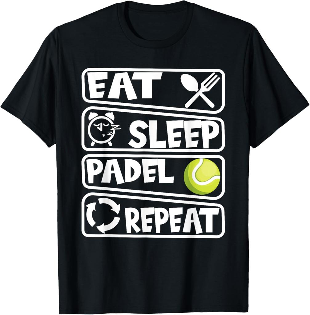 Eat Sleep Padel Sport Indoor Padel Tennis T-Shirt Print Original Design Gifts T Shirts Funny Shirt Casual Camiseta Hombre