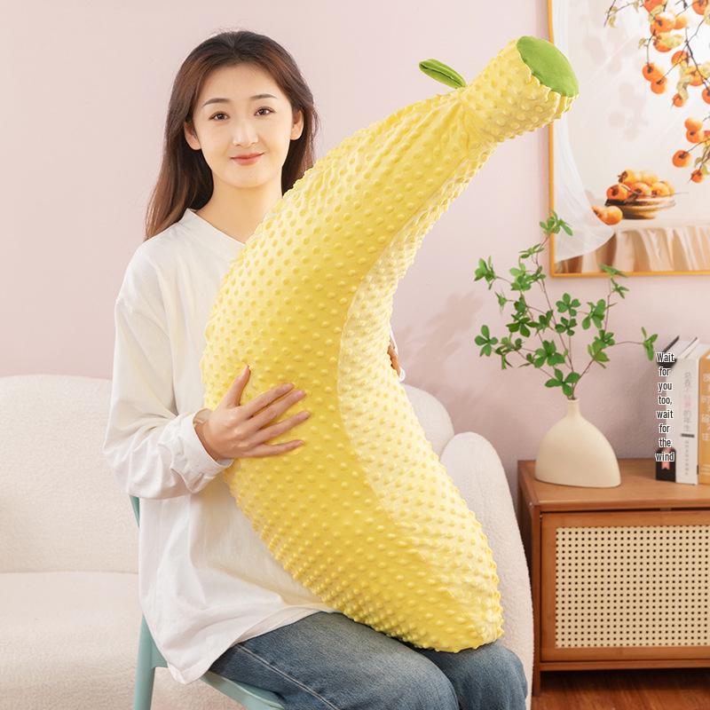 Oreiller en Peluche Banane Ultra Doux - Velours Côté Dormeur & Dossier Jouet en Peluche