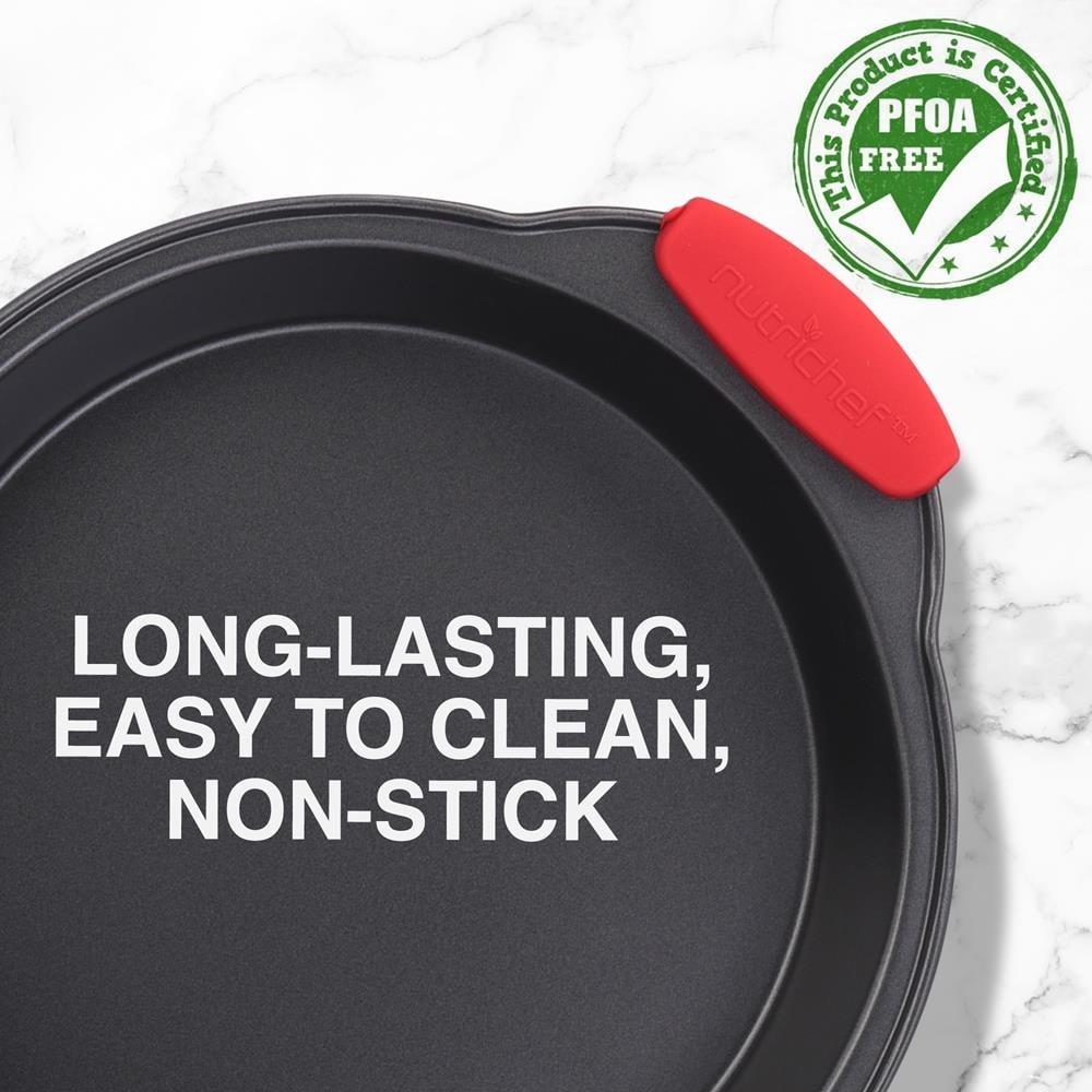Non-Stick Round Baking Pan Carbon Steel Durable Bakeware with Silicone Handles Oven Safe Dishwasher Safe Ideal Muffins Cookies