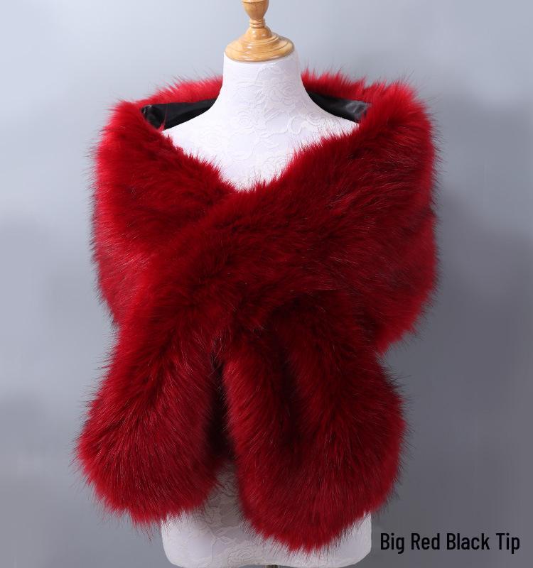 Women's Faux Fox Fur Shawl Cloak: Thick Autumn/Winter Bridal Evening Scarf and Neck Warmer