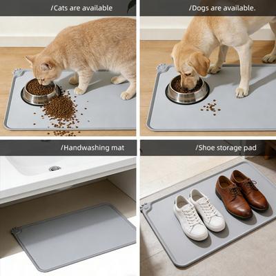 Pet Bowl Mat Anti-Slip Waterproof Raised Edge Pet Food Mat Silicone Pet Feeding Mat for Cats Dogs Water Bowl Food Dish