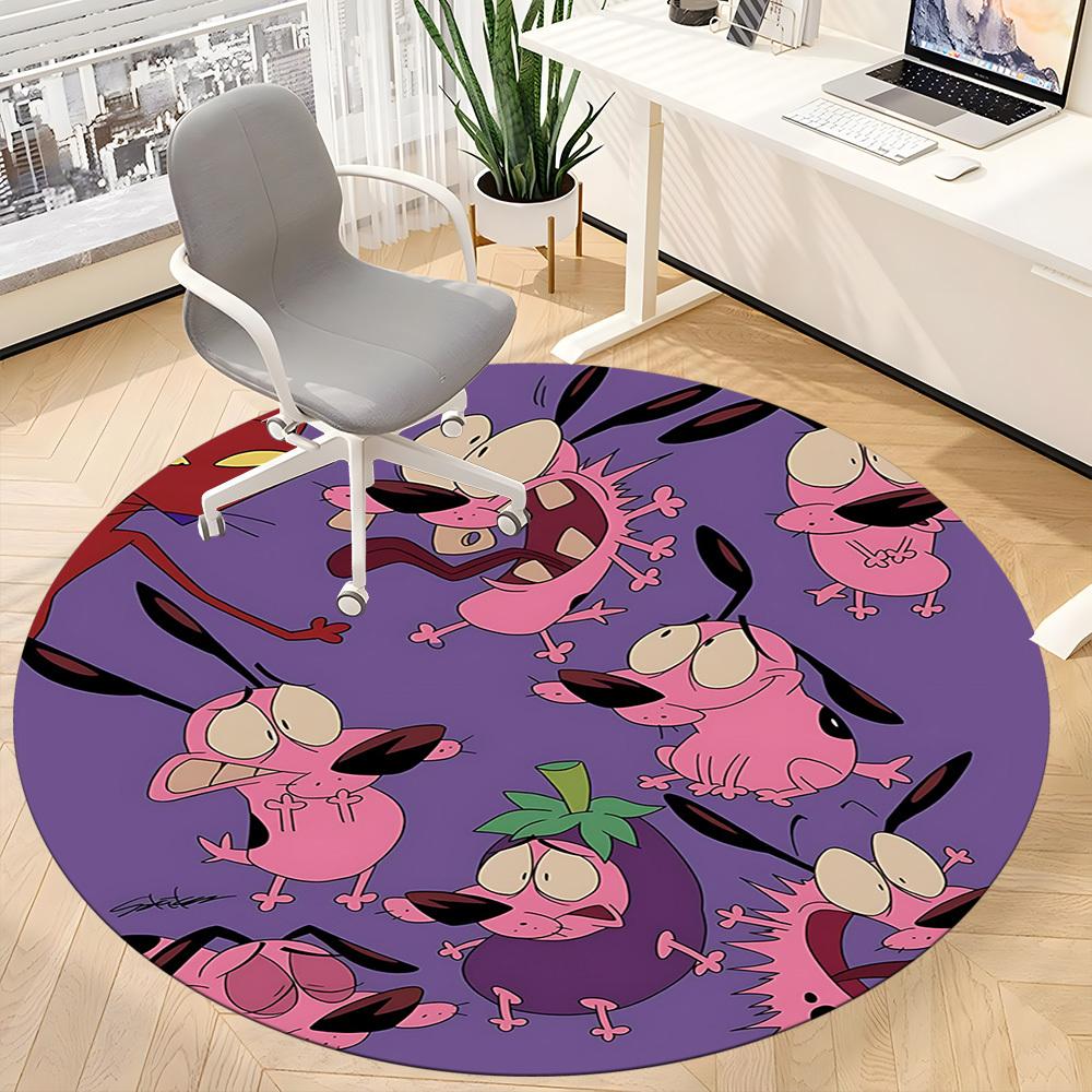 1pc Courage the Cowardly Dog Office Round Area Rug, Under Office Chairs Bedroom Living Room Home Decor, Room Decoa1016065