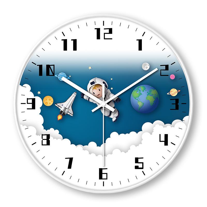 Children's Room Creative Personality Astronaut Space Wall Clock Modern Simple Home Silent Clock