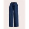 Western Women's Casual Solid Color Drawstring Straight Leg Slight Flare Pocket Casual Pants