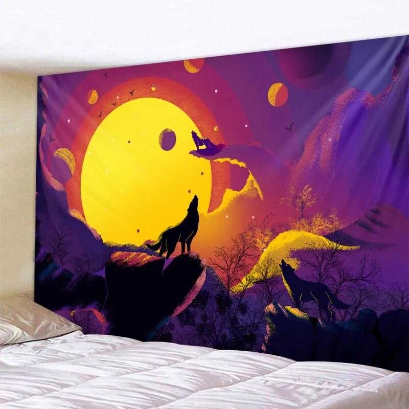Fantasie Wolf Wandteppich Hängen Tier Zimmer Dekoration Böhmischen Psychedelic Mandala Hause Schlafsaal Wand Dekoration