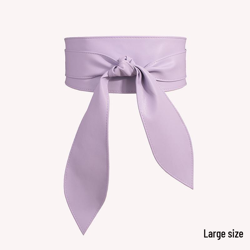Women's Elegant Wide Waist Belt with Soft Bow Ribbon - Extra Long and Versatile