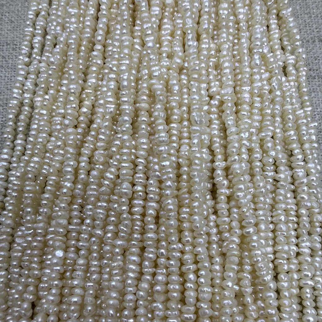 1String, White Natural Freshwater Pearls, Handcrafted Rondelle Pearl Beads for Jewelry Making DIY Crafts (Beads 3-3.5mm, Length 36cm)
