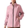 Giacca antipioggia da donna a righe solide Outdoor Plus Impermeabile con cappuccio impermeabile antivento