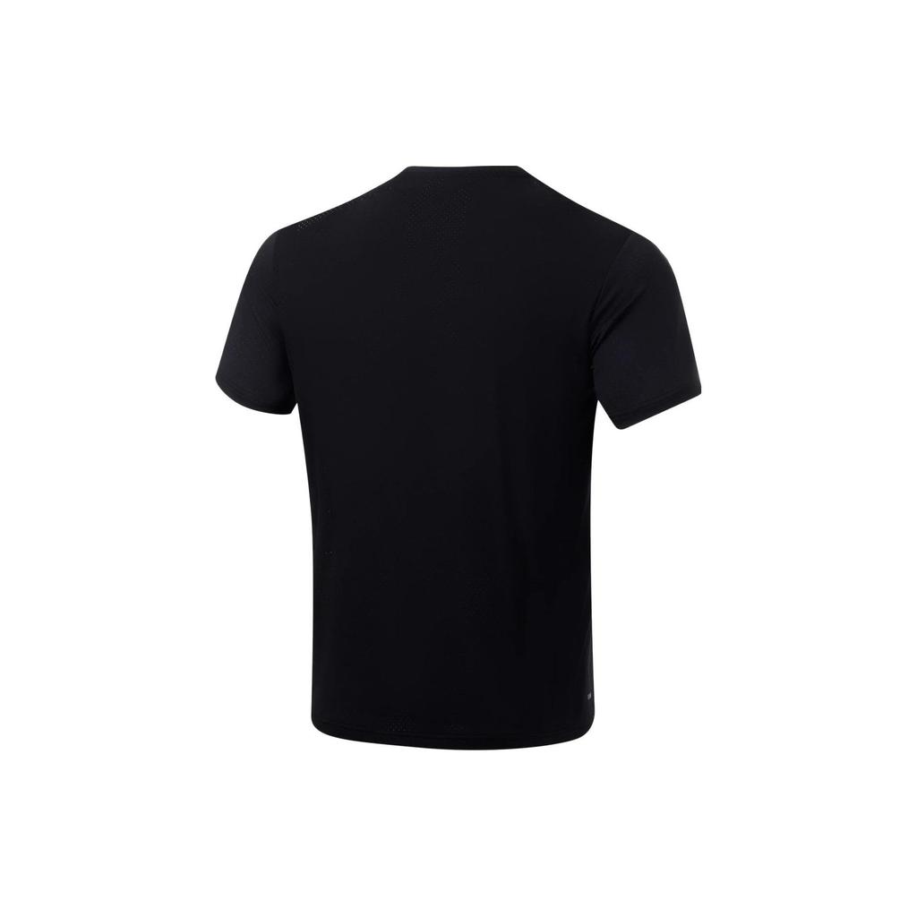 Li-Ning Running Series Logo Print Crew Neck Short Sleeve T-Shirt Men Tops Black ATST073-1