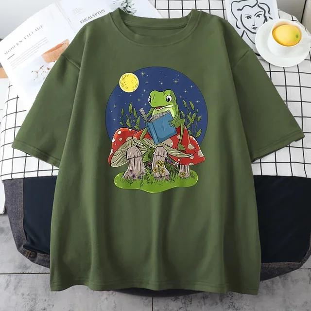 Cottagecore Estetik Svamp Dark Academia Groda Ny Herr T-shirts Hip Hop Sweat T-shirt Sommartoppar Bomull Oversize Herrkläder