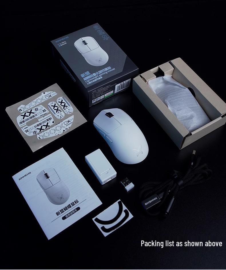 Newmen Butterfly PAW3395 Dual Battery Lightweight Wireless/Wired 2.4G Bluetooth Three-Mode Gaming Mouse