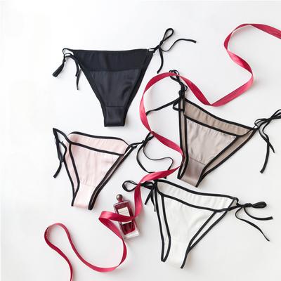 1 ks Elastická hedvábná tanga pro ženy Mulberry Silk Erotické spodní prádlo Nízký pas Prodyšné trojúhelníkové kalhoty T-kalhoty