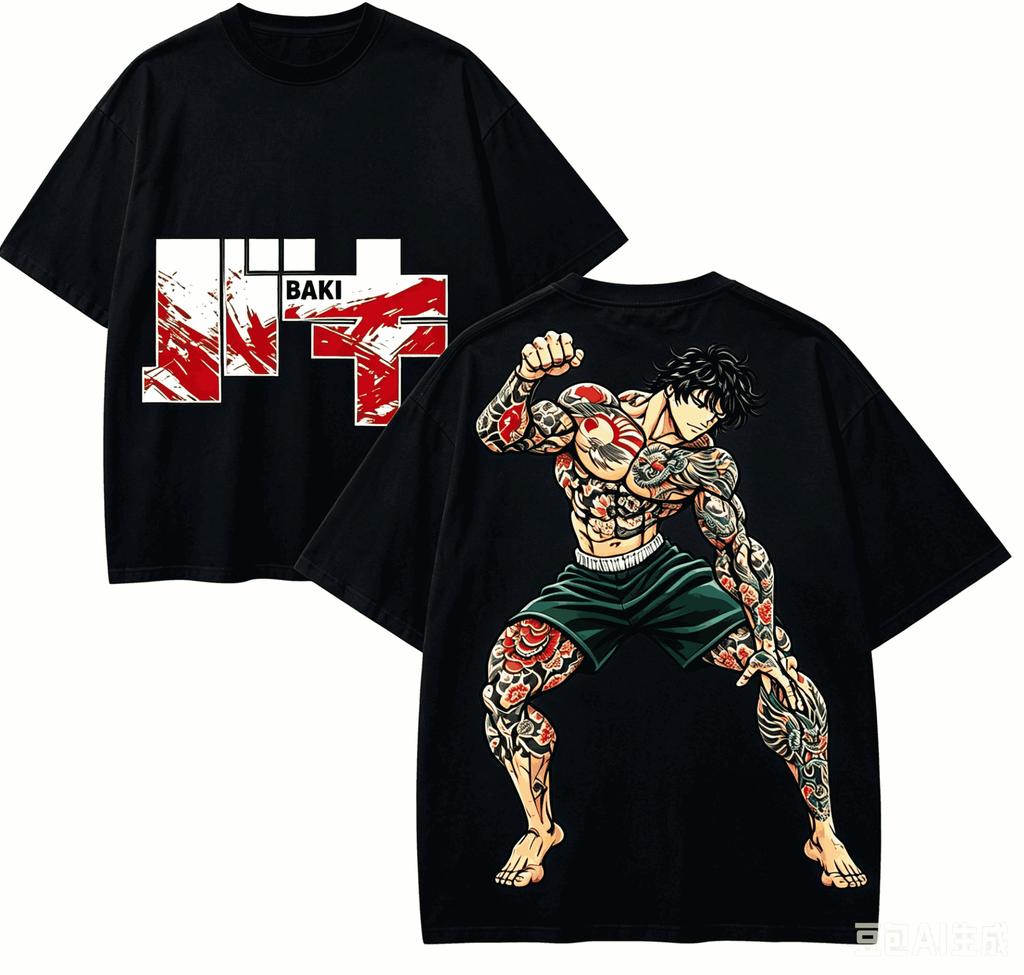 Baki the Grappler Anime Lover T-shirt Harajuku Cotton New Model High Street Retro Oversized Uni