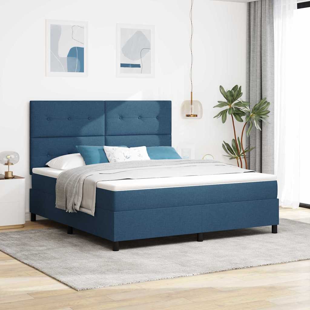Box Spring Bed with Headboard Blue 180 x 200 cm Fabric
