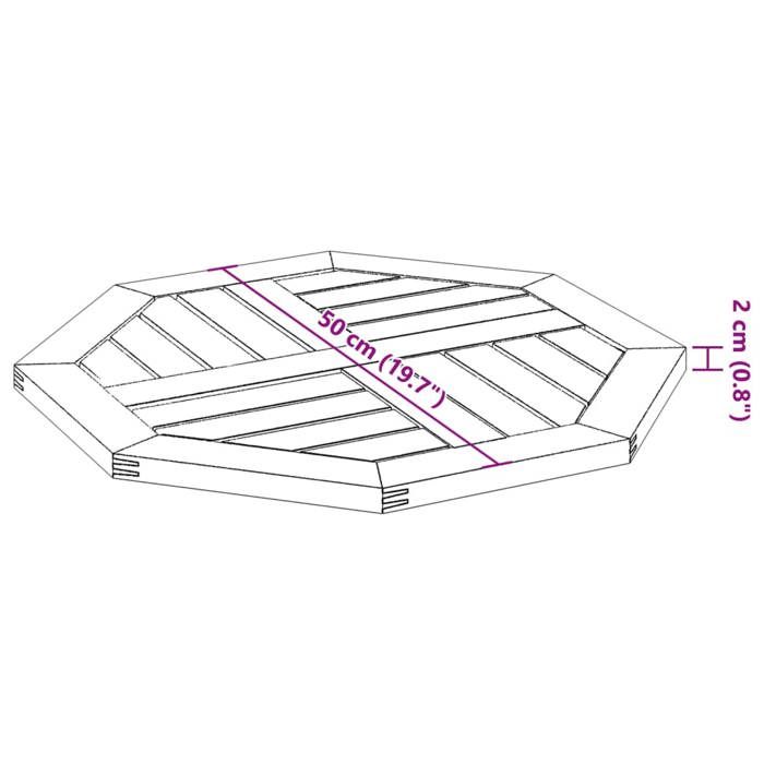 VidaXL Table Top 50x50x2 Cm Octagonal Solid Acacia Wood, Replacement Table Top, Wooden Table Top, 4004259