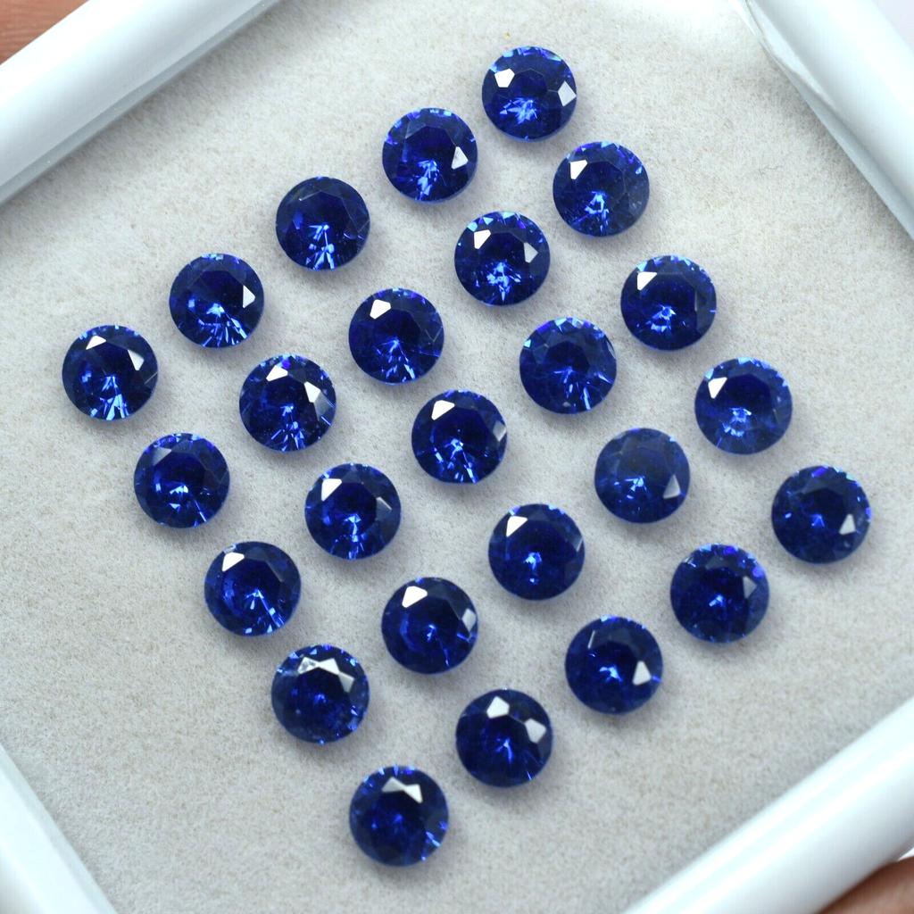 20 Pcs Natural Blue Sapphire Round Ring & Jewelry Gemstone CERTIFIED Lot 5x5 Mm Y-62150524