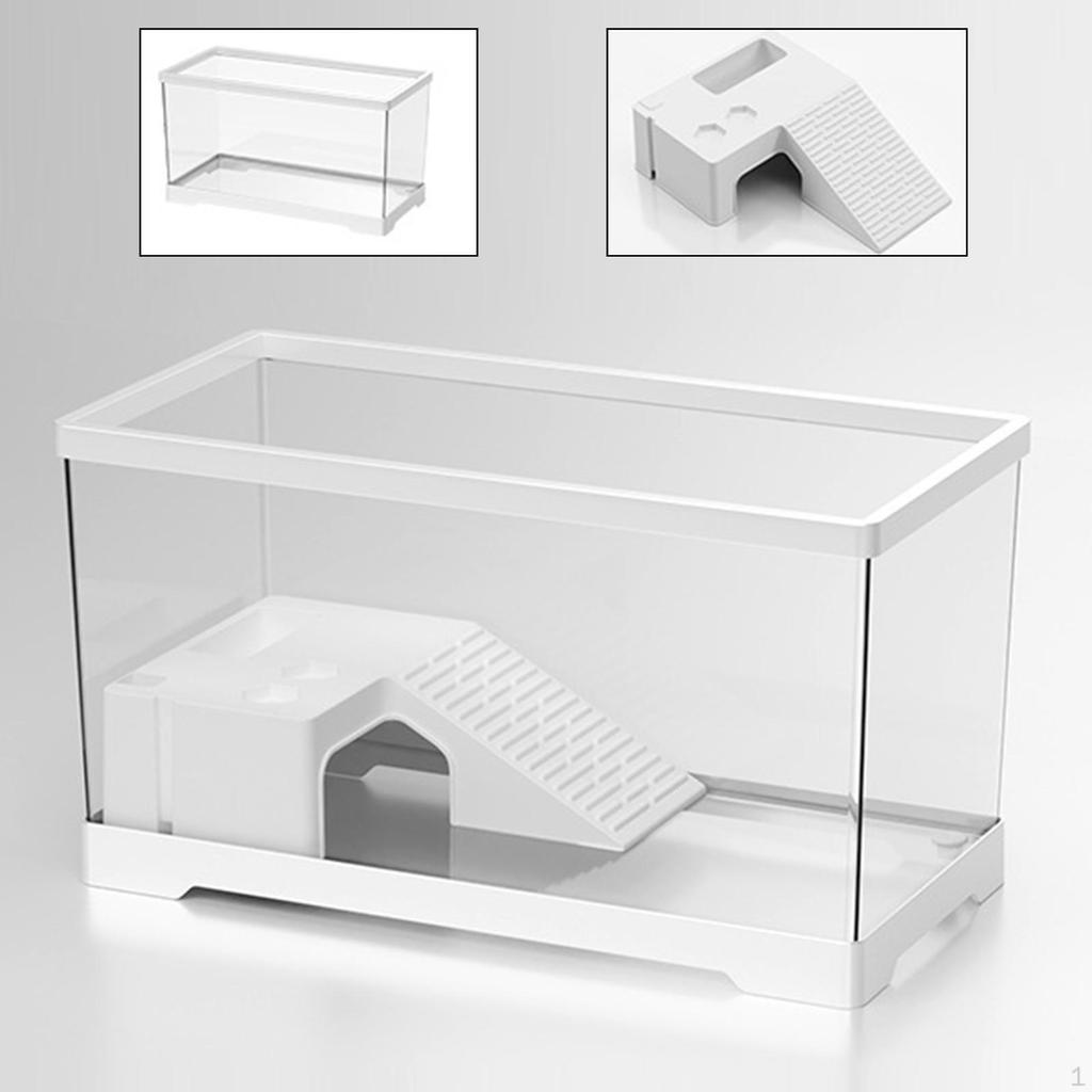 Aquarium Turtle Tank with Multi-Functional Area Hermit Box Warming Ramp Reptile Habitat