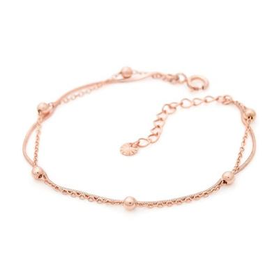 Kettenkugel 92,5 Silber Roségold Täglich Geschichtet Doppelkette Silberarmband