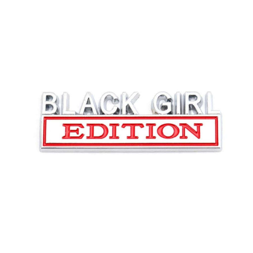 1Pc 3D Metal Black Girl Edition Logo Car Front Grille Emblem Badge Rear Trunk Emblem Sticker Decal