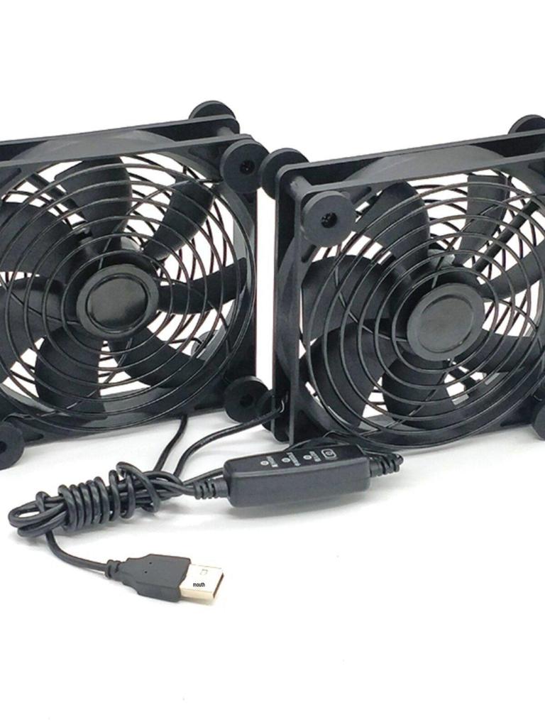 5V USB Double Ball Bearing Fan with Three-Speed Controller | High Airflow Cooling for Router/Set-Top Box/Optical Modem