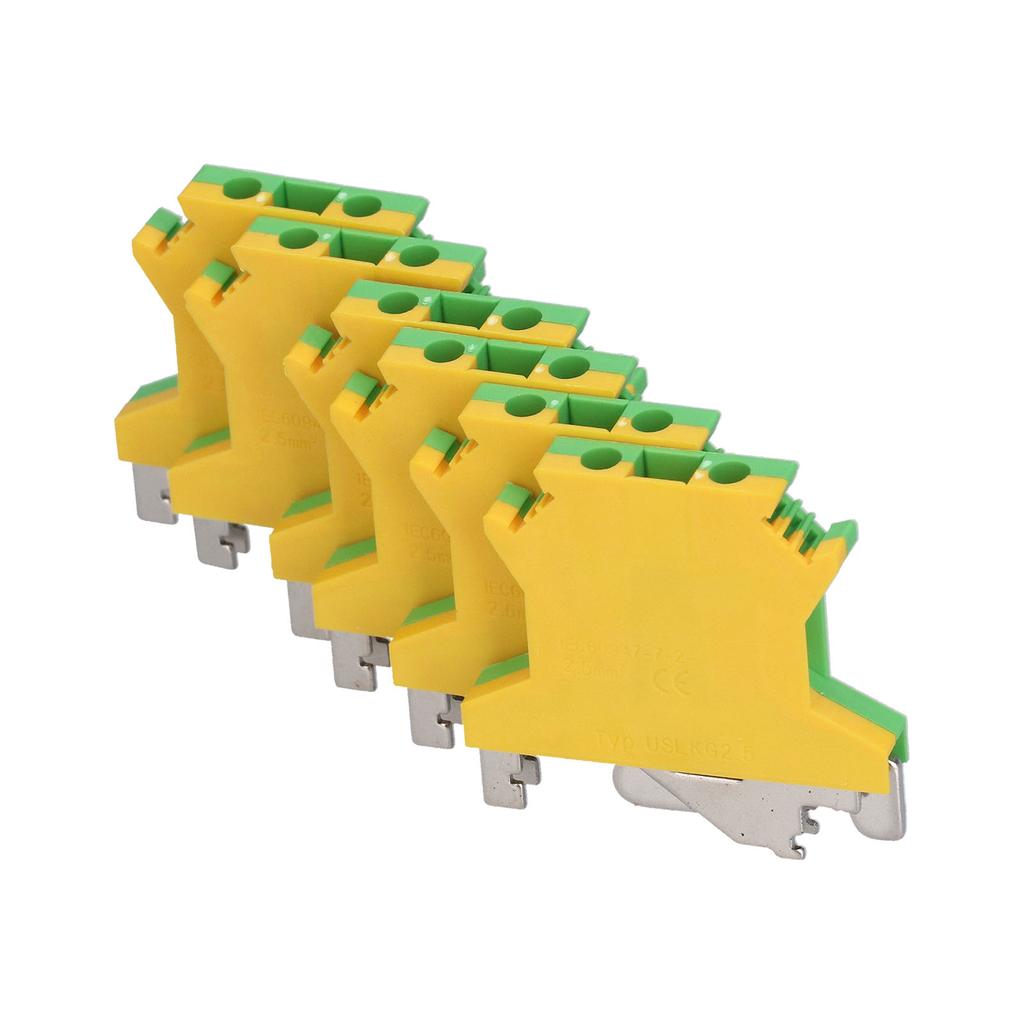50 Stück DIN-Schienenmontageklemme 2-Kanal Erdung Elektrische Crimpklemmenblock USLKG?2.5