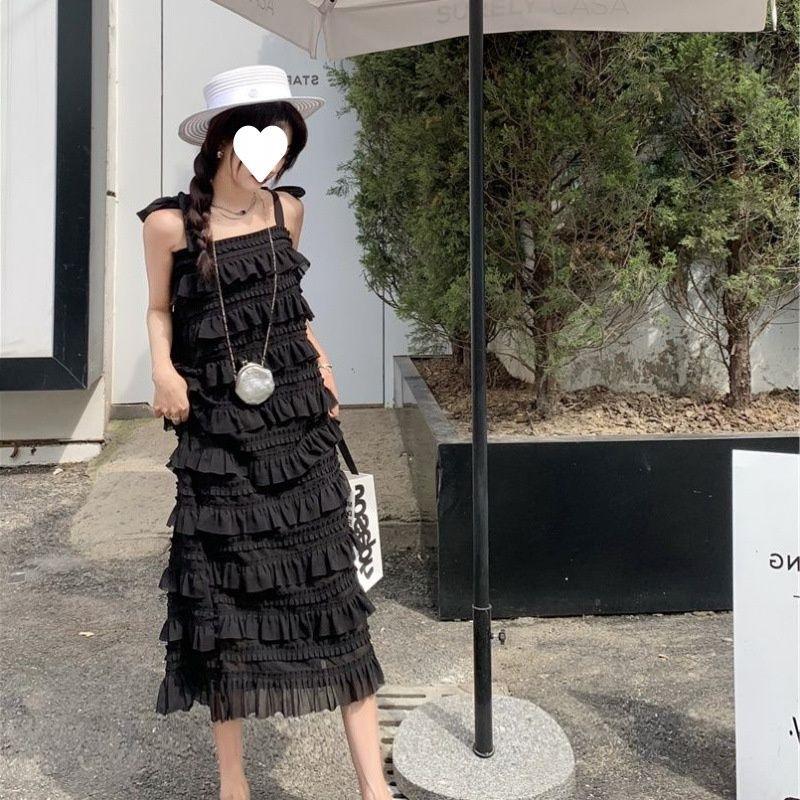 Large Size Women's Clothing Fat Sister Summer Splicing Layered Dress Vacation Cake Skirt Loose and Thin Hanging