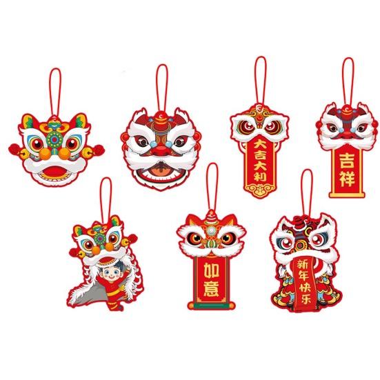 10 buc. Decorație agățată pentru dansul leului cu șnur 2024 Anul Dragonului Festivalul de primăvară chinezesc Plantă în ghiveci Ornament suspendat pandantiv de Anul Nou