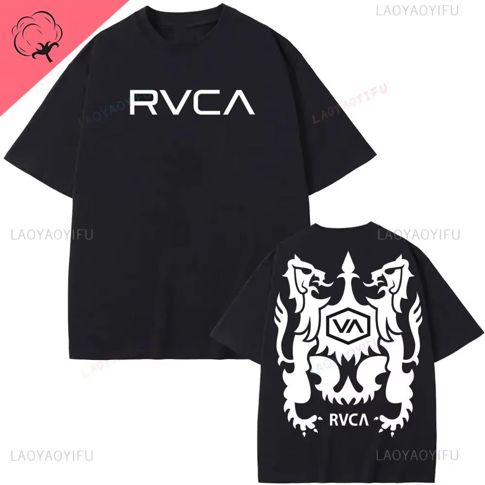 RVCA T Shirt Black Tee Summer Cotton Tshirt Summer Short Sleeve Fashion Men Women Design Brand T-shirt Top Streetwear Clothes