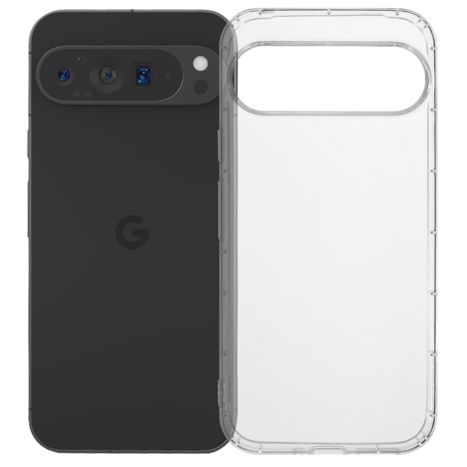 

For Google Pixel 9 Pro XL Clear Case Anti-Drop TPU Phone Cover (Big Rear Lens Hole) A