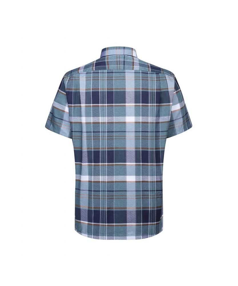 Dagseusyeocheu Linen Blend Medium Check Casual Short Sleeve Shirt_Dls1Shcs102N1