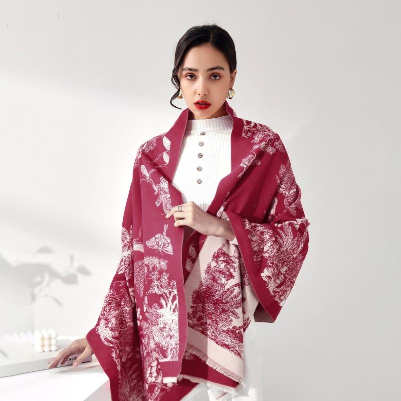 Autumn and winter new thickened scarf women's versatile scarf premium gray double-sided imitation cashmere shawl gift