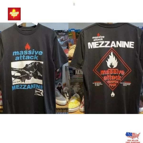 Trending MASSIVE ATTACK MEZZANINE European Tour T Shirt Full Size S-5XL Unisex T-Shirt L