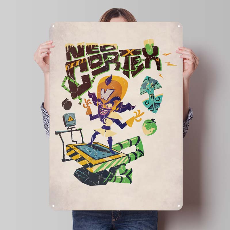 Crash Bandicoot Posters Classic Game Metal Signs Wall Art Mural Custom Tinplate Plaques for Gamers Gaming Room Decoration Retro