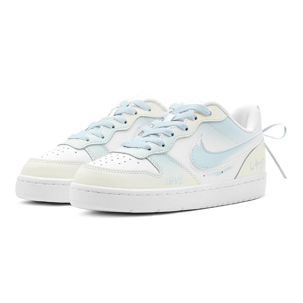 Nike Court Borough Moon Love Song Low top Skateboard Shoes Women's Light Blue BQ5448-100(TeamS2-S-BOX)