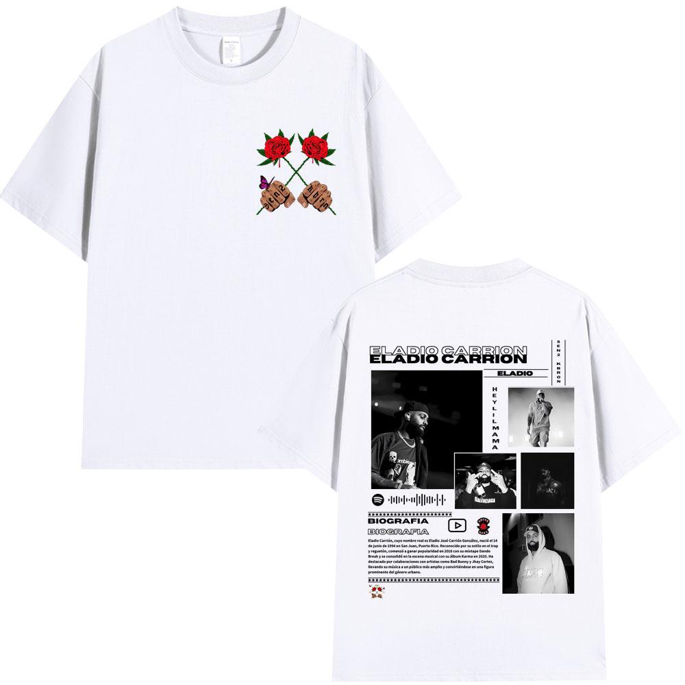 Famous Rapper Eladio Carrion Album Global Tour Mercah TShirt Men Women Loose Casual Cotton Tee Streetwear Hip Hop Oversized Top