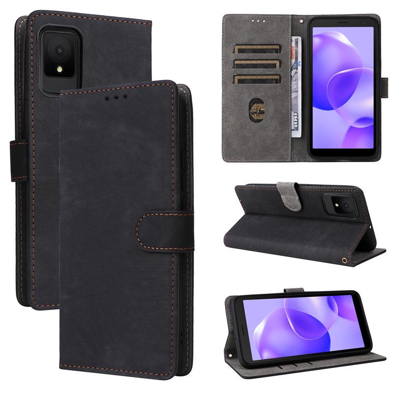 TCL 502/505 Phone Case with Card Slot: Leather Anti-Theft Flip Cover, Skin-Feel, Cross-Border Design