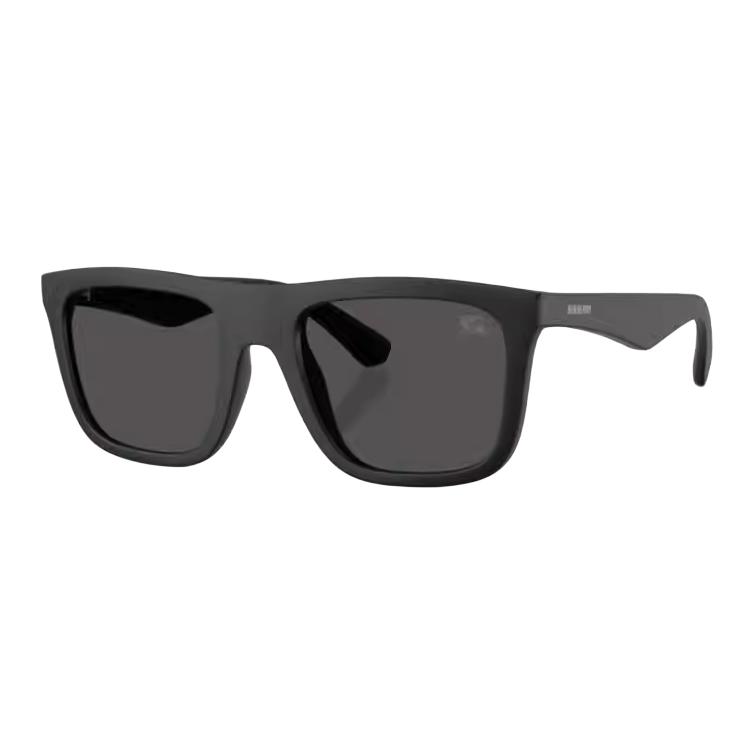 Burberry Temples Solid Plate Frame Square Sunglasses Men's Black
