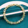 Elegant Vintage-Inspired  Golden Plated Bracelet With Olive Green Zirconia For Women Jewelry, Ideal For Valentine'S Day