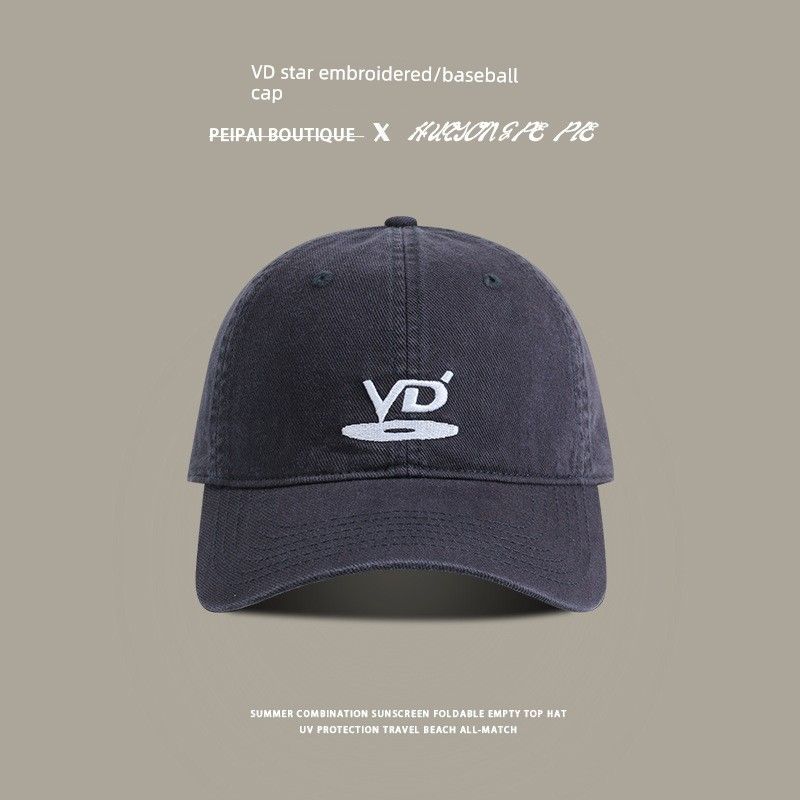 

Бейсболка женская летняя защита от солнца защита от УФ-лучей шляпа от солнца модная кепка с козырьком спортивная корейский стиль уличная шляпа C2608 Embroider VD cap navy blue M(56-58cm)